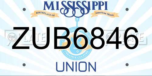 ZUB6846 Mississippi License Plate