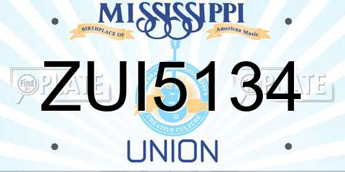 ZUI5134 Mississippi License Plate