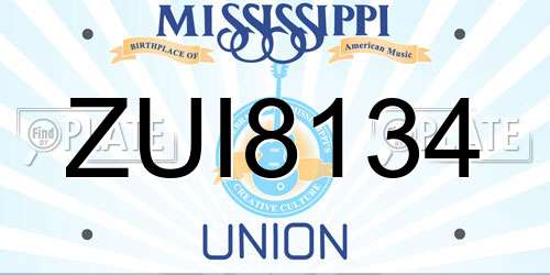 ZUI8134 Mississippi License Plate