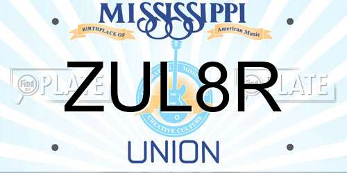 ZUL8R Mississippi License Plate