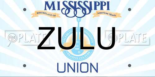 ZULU Mississippi License Plate