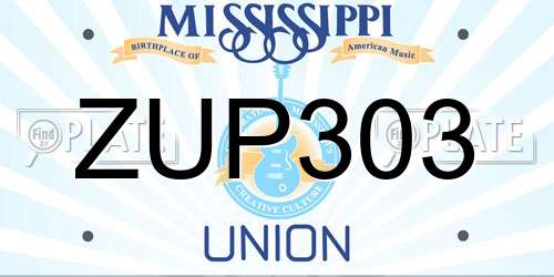 ZUP303 Mississippi License Plate