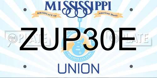 ZUP30E Mississippi License Plate