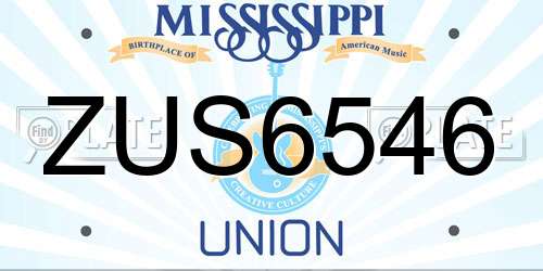 ZUS6546 Mississippi License Plate