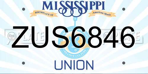 ZUS6846 Mississippi License Plate