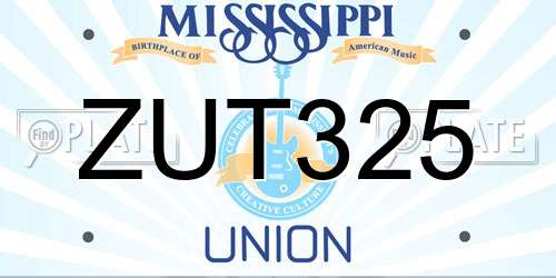 ZUT325 Mississippi License Plate