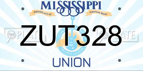 ZUT328 Mississippi License Plate