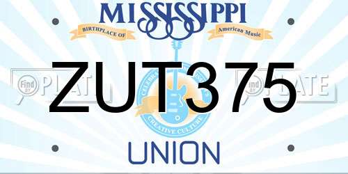 ZUT375 Mississippi License Plate