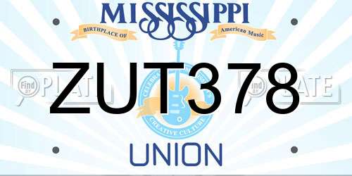 ZUT378 Mississippi License Plate