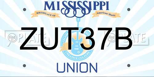 ZUT37B Mississippi License Plate