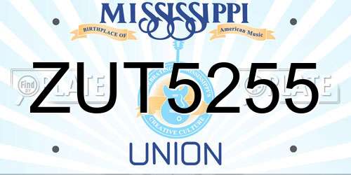 ZUT5255 Mississippi License Plate