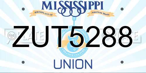 ZUT5288 Mississippi License Plate