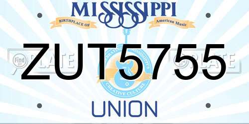 ZUT5755 Mississippi License Plate