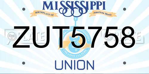 ZUT5758 Mississippi License Plate