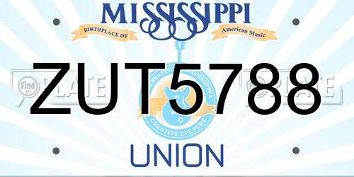 ZUT5788 Mississippi License Plate