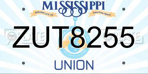 ZUT8255 Mississippi License Plate