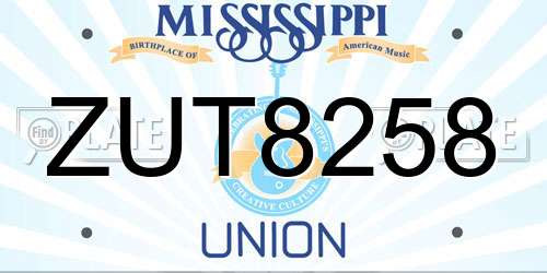 ZUT8258 Mississippi License Plate