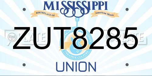 ZUT8285 Mississippi License Plate