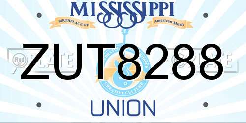 ZUT8288 Mississippi License Plate
