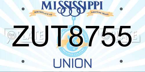 ZUT8755 Mississippi License Plate
