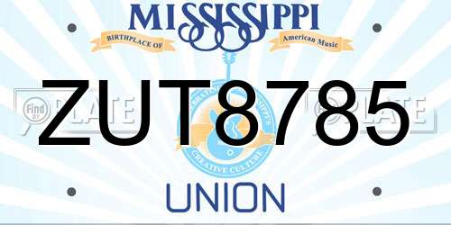 ZUT8785 Mississippi License Plate