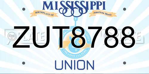 ZUT8788 Mississippi License Plate