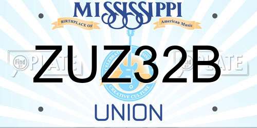 ZUZ32B Mississippi License Plate