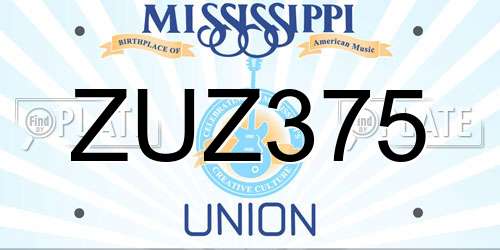 ZUZ375 Mississippi License Plate