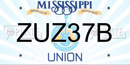 ZUZ37B Mississippi License Plate