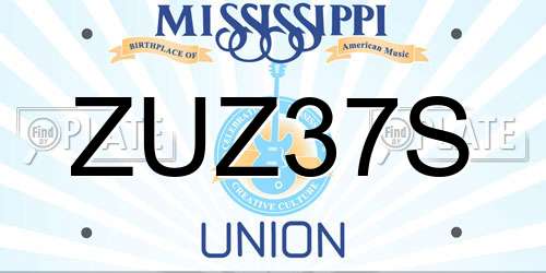 ZUZ37S Mississippi License Plate