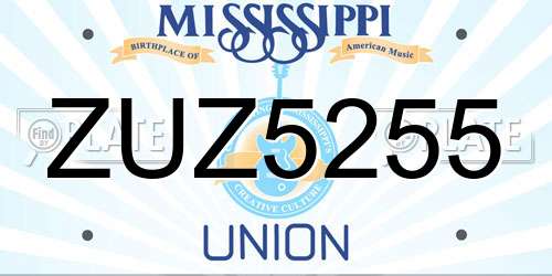 ZUZ5255 Mississippi License Plate