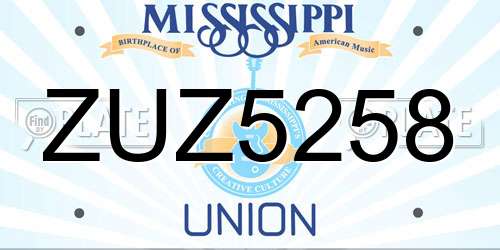 ZUZ5258 Mississippi License Plate