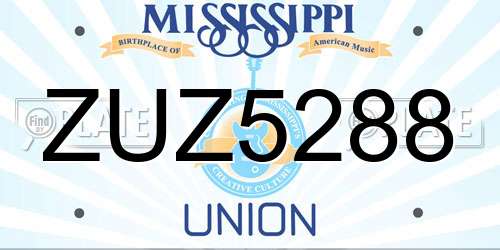 ZUZ5288 Mississippi License Plate