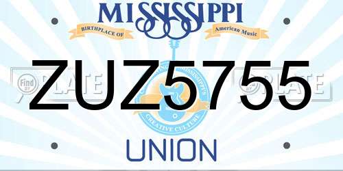 ZUZ5755 Mississippi License Plate