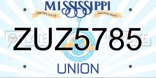 ZUZ5785 Mississippi License Plate
