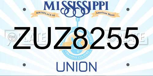 ZUZ8255 Mississippi License Plate
