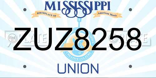ZUZ8258 Mississippi License Plate