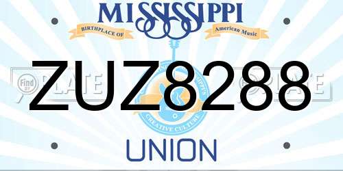 ZUZ8288 Mississippi License Plate