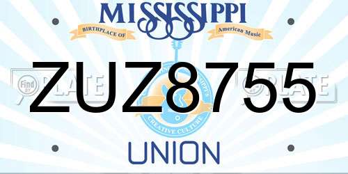 ZUZ8755 Mississippi License Plate