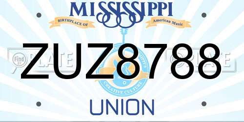 ZUZ8788 Mississippi License Plate