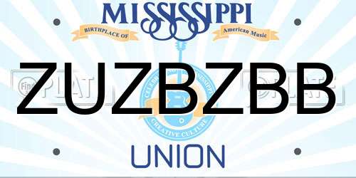 ZUZBZBB Mississippi License Plate