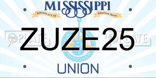 ZUZE25 Mississippi License Plate