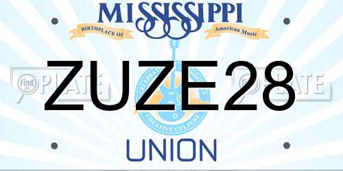 ZUZE28 Mississippi License Plate