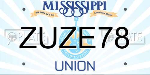 ZUZE78 Mississippi License Plate