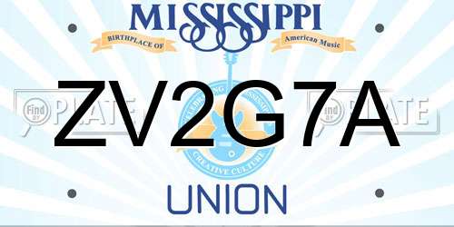 ZV2G7A Mississippi License Plate