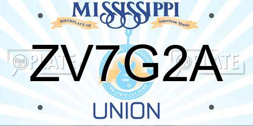ZV7G2A Mississippi License Plate