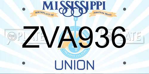 ZVA936 Mississippi License Plate