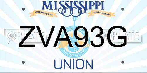 ZVA93G Mississippi License Plate