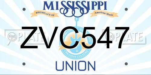 ZVC547 Mississippi License Plate