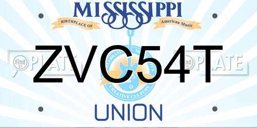 ZVC54T Mississippi License Plate